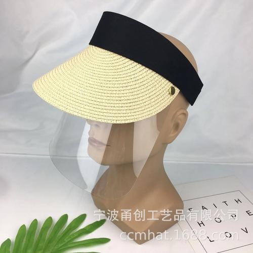 亲子防护鸭舌帽防雾可拆卸面罩儿童防飞沫唾液空顶帽草帽工厂批发